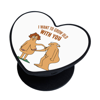 I want to grow old with you, Phone Holders Stand  καρδιά Μαύρο Βάση Στήριξης Κινητού στο Χέρι