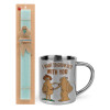 Easter Set, metallic thermal cup (300ml) & aromatic flat Easter candle (30cm) (TURQUOISE)