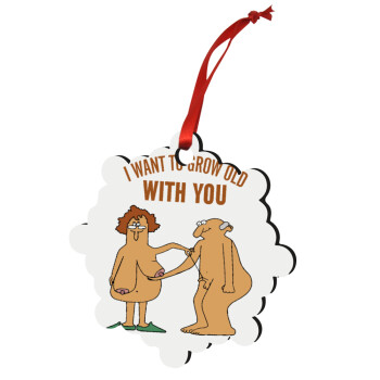 I want to grow old with you, Christmas ornament snowflake wooden 7.5cm