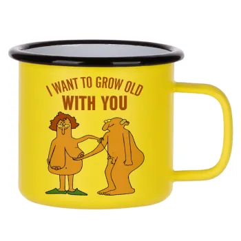 I want to grow old with you, Metallic enamel MATT Yellow cup 360ml