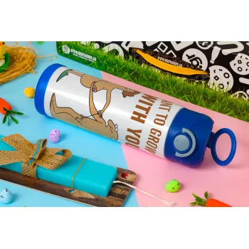 I want to grow old with you, Easter candle, Childrens hot water bottle, stainless steel, with safety straw, BLUE (500ml)