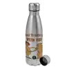 Metallic water bottle, stainless steel, 750ml