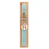 Easter Set, wooden keychain & aromatic flat Easter candle (30cm) (TURQUOISE)