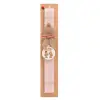 Easter Set, wooden keychain & scented flat Easter candle (30cm) (PINK)