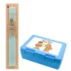 Easter Set, children's snack container BLUE & Easter aromatic flat candle (30cm) (TURQUOISE)