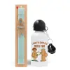 Easter Set, metallic aluminum water bottle (500ml) & scented flat candle (30cm) (TURQUOISE)