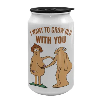 I want to grow old with you, Κούπα ταξιδιού μεταλλική με καπάκι (tin-can) 500ml