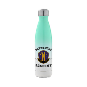 Wednesday Nevermore Academy University, Metal mug thermos Green/White (Stainless steel), double wall, 500ml