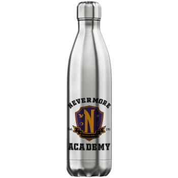 Wednesday Nevermore Academy University, Μεταλλικό παγούρι θερμός Inox (Stainless steel), διπλού τοιχώματος, 750ml