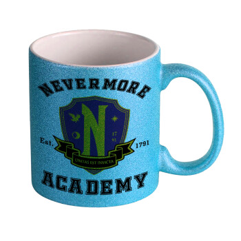 Wednesday Nevermore Academy University, Κούπα Σιέλ Glitter που γυαλίζει, κεραμική, 330ml