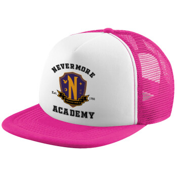 Wednesday Nevermore Academy University, Καπέλο Ενηλίκων Soft Trucker με Δίχτυ Pink/White (POLYESTER, ΕΝΗΛΙΚΩΝ, UNISEX, ONE SIZE)