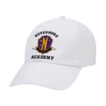 Wednesday Nevermore Academy University, Καπέλο ενηλίκων Jockey Λευκό (snapback, 5-φύλλο, unisex)