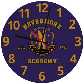 Wednesday Nevermore Academy University, Ρολόι τοίχου γυάλινο (30cm)