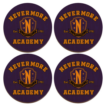 Wednesday Nevermore Academy University, ΣΕΤ x4 Σουβέρ ξύλινα στρογγυλά plywood (9cm)