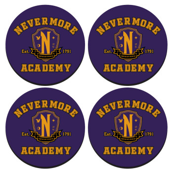 Wednesday Nevermore Academy University, SET of 4 round wooden coasters (9cm)