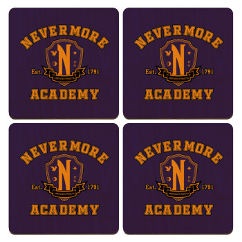 Wednesday Nevermore Academy University, ΣΕΤ x4 Σουβέρ ξύλινα τετράγωνα plywood (9cm)