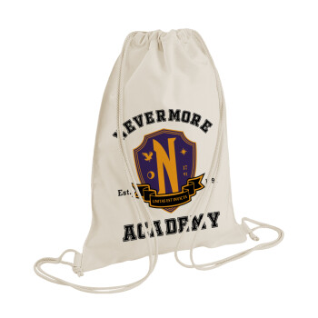 Wednesday Nevermore Academy University, Τσάντα πλάτης πουγκί GYMBAG natural (28x40cm)