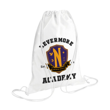 Wednesday Nevermore Academy University, Τσάντα πλάτης πουγκί GYMBAG λευκή (28x40cm)