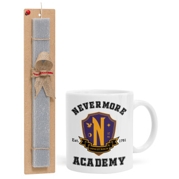 Wednesday Nevermore Academy University, Πασχαλινό Σετ, Κούπα κεραμική (330ml) & πασχαλινή λαμπάδα αρωματική πλακέ (30cm) (ΓΚΡΙ)