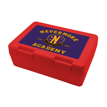 Wednesday Nevermore Academy University, Παιδικό δοχείο κολατσιού ΚΟΚΚΙΝΟ 185x128x65mm (BPA free πλαστικό)