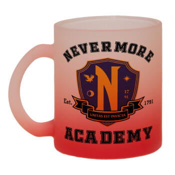 Wednesday Nevermore Academy University, Κούπα γυάλινη δίχρωμη με βάση το κόκκινο ματ, 330ml