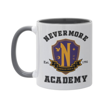 Wednesday Nevermore Academy University, Κούπα χρωματιστή γκρι, κεραμική, 330ml