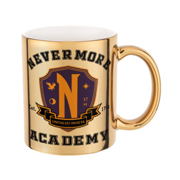 Wednesday Nevermore Academy University, Mug ceramic, gold mirror, 330ml