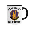 Wednesday Nevermore Academy University, Κούπα χρωματιστή μαύρη, κεραμική, 330ml