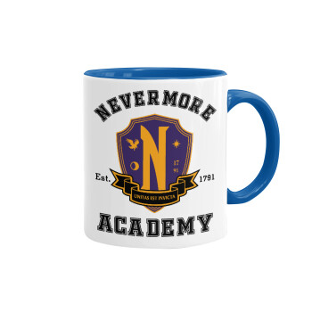 Wednesday Nevermore Academy University, Κούπα χρωματιστή μπλε, κεραμική, 330ml