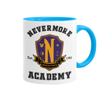 Wednesday Nevermore Academy University, Mug colored light blue, ceramic, 330ml