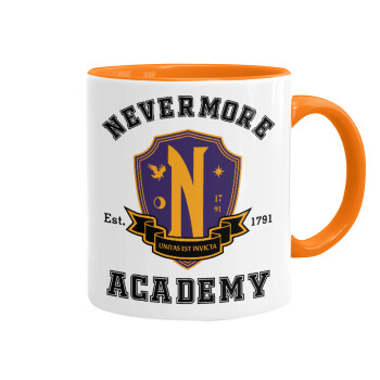 Wednesday Nevermore Academy University, Κούπα χρωματιστή πορτοκαλί, κεραμική, 330ml