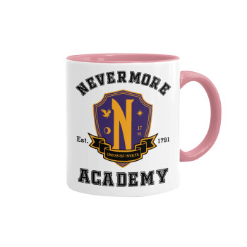 Wednesday Nevermore Academy University, Κούπα χρωματιστή ροζ, κεραμική, 330ml