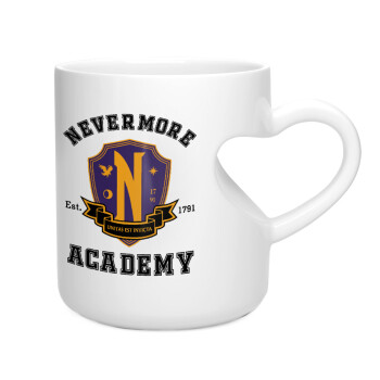 Wednesday Nevermore Academy University, Κούπα καρδιά λευκή, κεραμική, 330ml