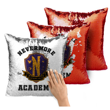 Wednesday Nevermore Academy University, Μαξιλάρι καναπέ Μαγικό Κόκκινο με πούλιες 40x40cm περιέχεται το γέμισμα