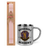 Easter Set, metallic thermal cup (300ml) & aromatic flat Easter candle (30cm) (PINK)