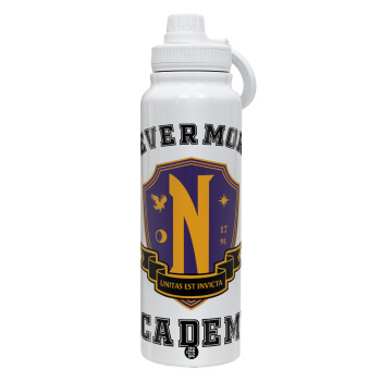 Wednesday Nevermore Academy University, 1L Stainless Steel Thermal Bottle with Phone Holder & Double Wall Insulation