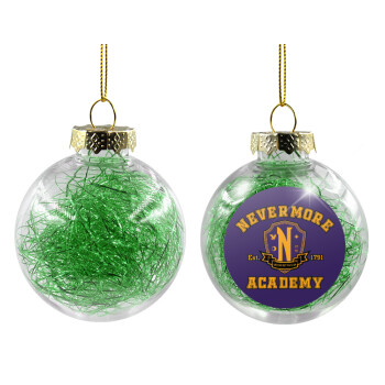 Wednesday Nevermore Academy University, Χριστουγεννιάτικη μπάλα δένδρου διάφανη με πράσινο γέμισμα 8cm