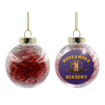 Wednesday Nevermore Academy University, Χριστουγεννιάτικη μπάλα δένδρου διάφανη με κόκκινο γέμισμα 8cm