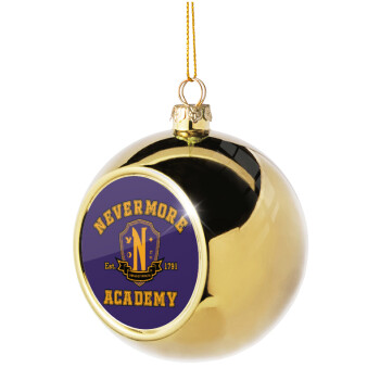 Wednesday Nevermore Academy University, Χριστουγεννιάτικη μπάλα δένδρου Χρυσή 8cm