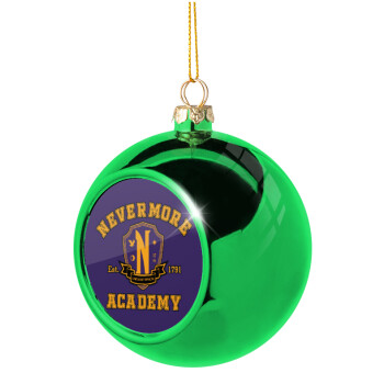 Wednesday Nevermore Academy University, Χριστουγεννιάτικη μπάλα δένδρου Πράσινη 8cm
