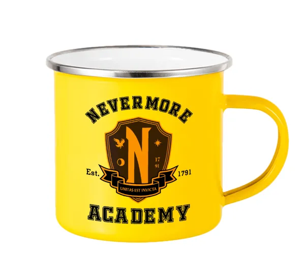 Wednesday Nevermore Academy University — Yellow Enamel Metallic Cup 360ml