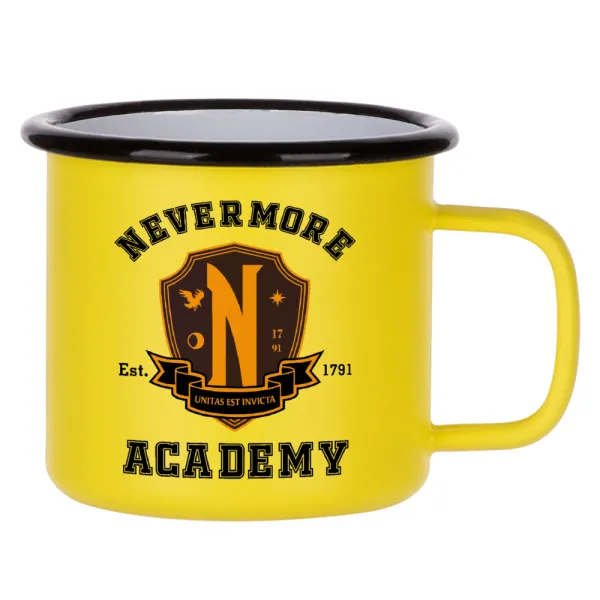 Wednesday Nevermore Academy University — Κούπα Μεταλλική εμαγιέ ΜΑΤ Κίτρινη 360ml