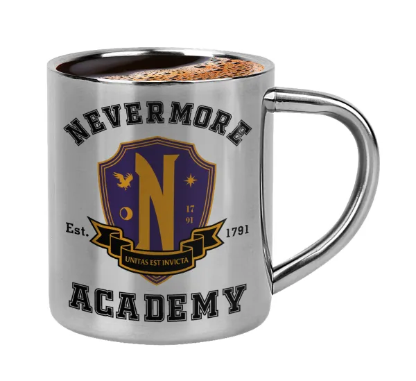 Wednesday Nevermore Academy University — Double-wall metal cup for espresso (220ml)