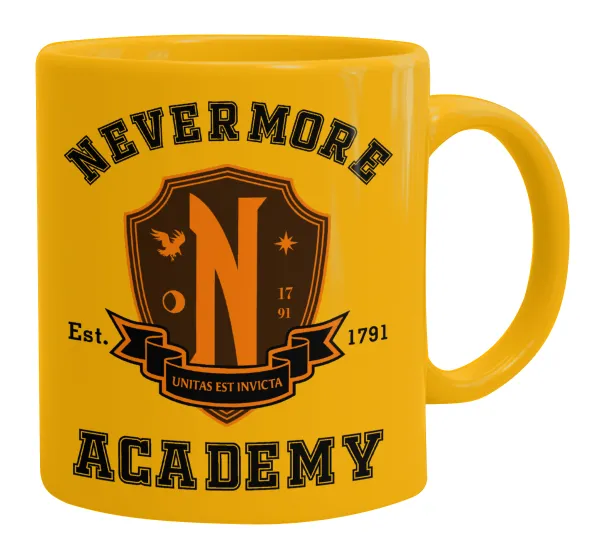 Wednesday Nevermore Academy University — Ceramic coffee mug yellow, 330ml
