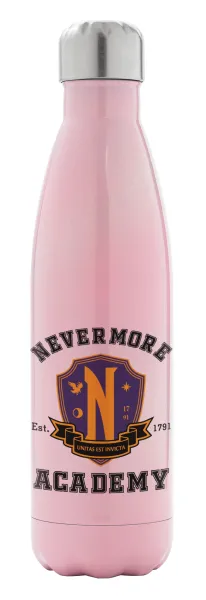 Wednesday Nevermore Academy University — Metal mug thermos Pink Iridiscent (Stainless steel), double wall, 500ml