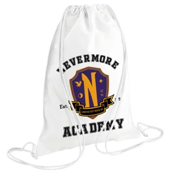 Wednesday Nevermore Academy University, Τσάντα πλάτης πουγκί GYMBAG λευκή (28x40cm)
