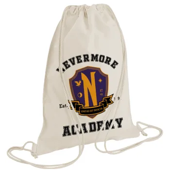 Wednesday Nevermore Academy University, Τσάντα πλάτης πουγκί GYMBAG natural (28x40cm)