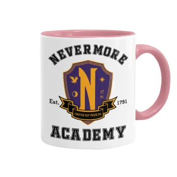 Wednesday Nevermore Academy University, Mug colored pink, ceramic, 330ml