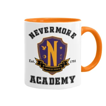 Wednesday Nevermore Academy University, Κούπα χρωματιστή πορτοκαλί, κεραμική, 330ml