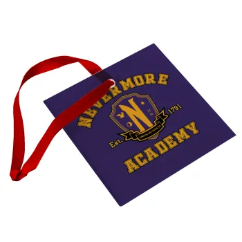 Wednesday Nevermore Academy University, Στολίδι Χριστουγεννιάτικο στολίδι γυάλινο τετράγωνο 9x9cm